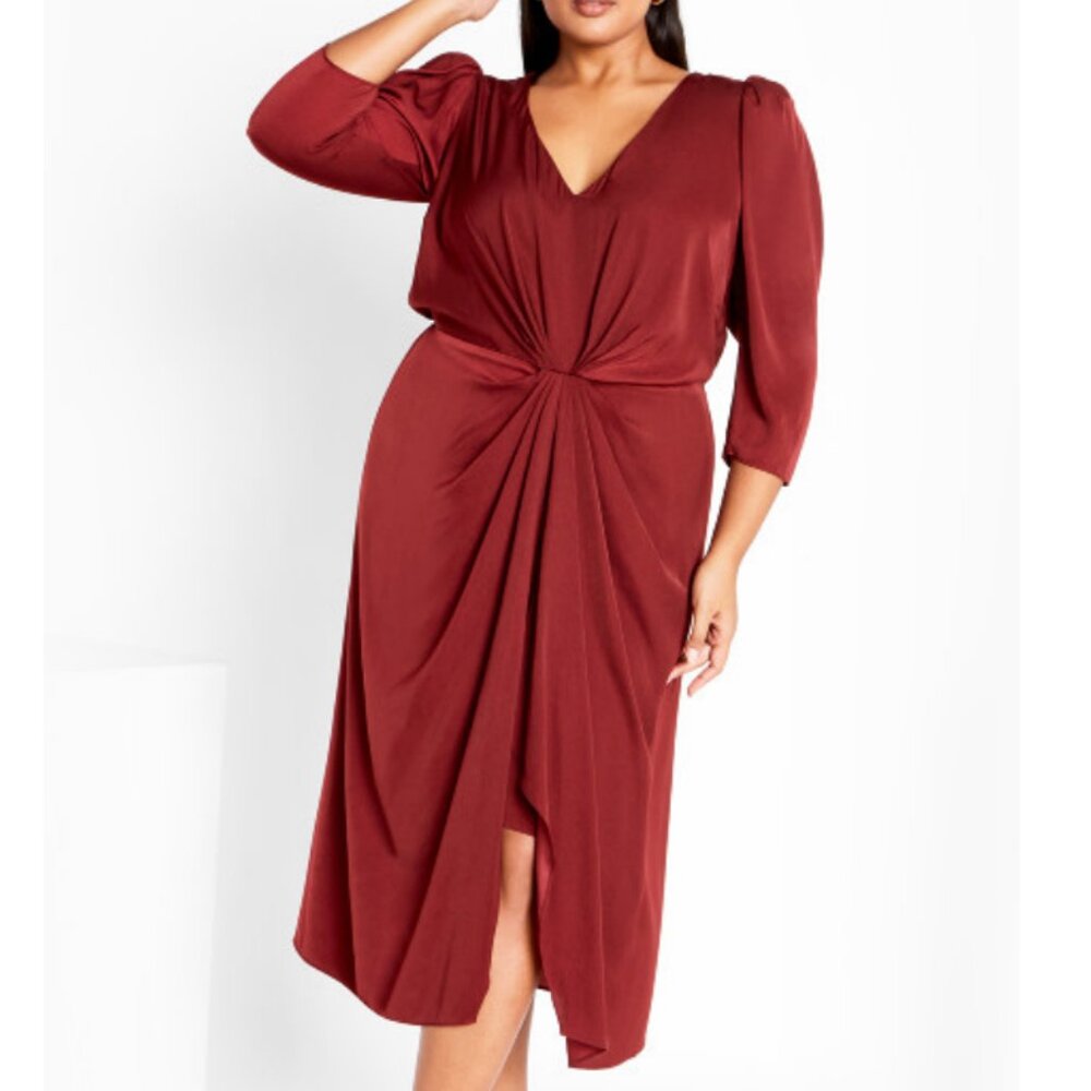 NWT City Chic Aubree Cabernet Drape Midi Dress 22 - Picture 4 of 13